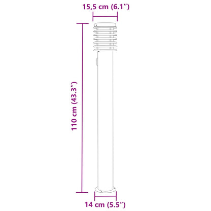 Lampada da Terra per Esterni Presa Argento 110 cm in Acciaio - homemem39