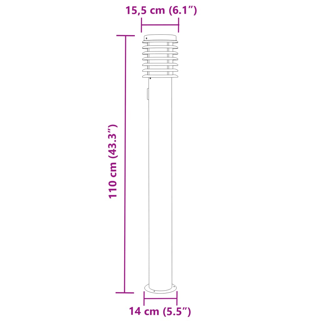 Lampade da Terra Esterni con Presa 3 pz Argento 110 cm Acciaio - homemem39