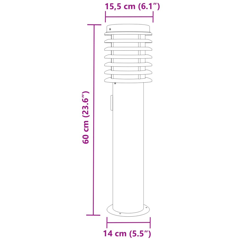 Lampade da Terra per Esterni con Presa 3 pz Nere 60 cm Acciaio - homemem39