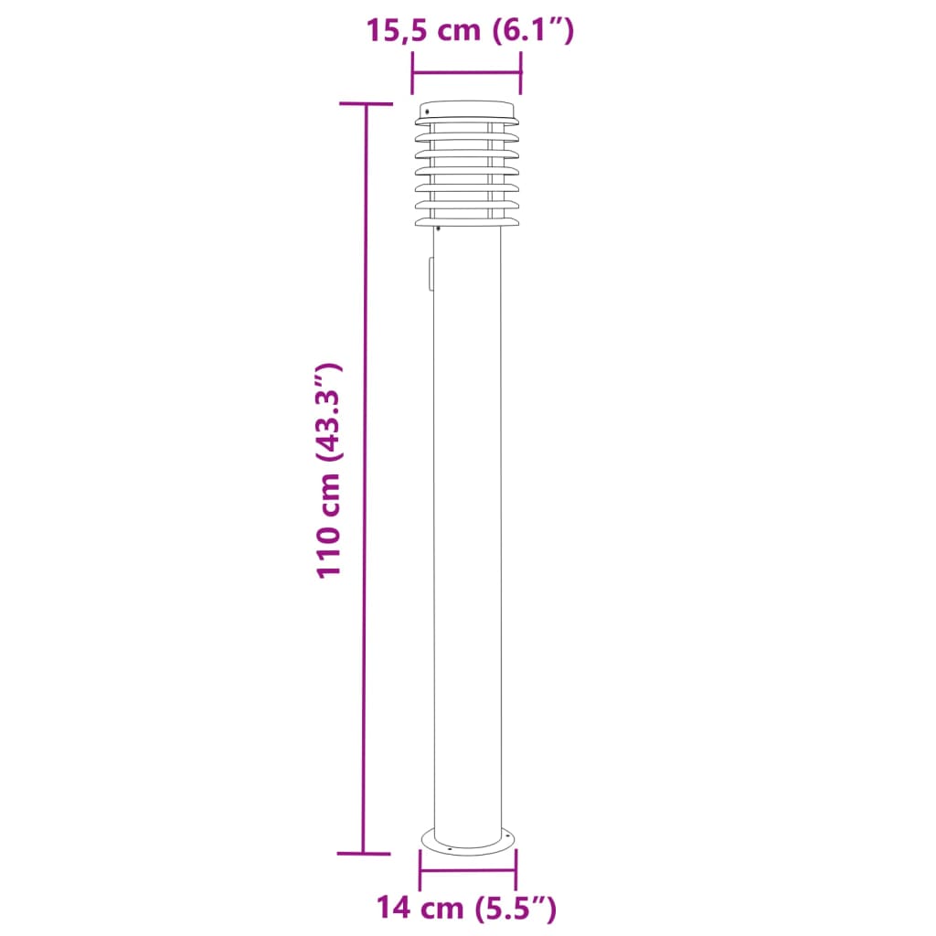 Lampade da Terra per Esterni con Presa 3 pz Nere 110 cm Acciaio - homemem39