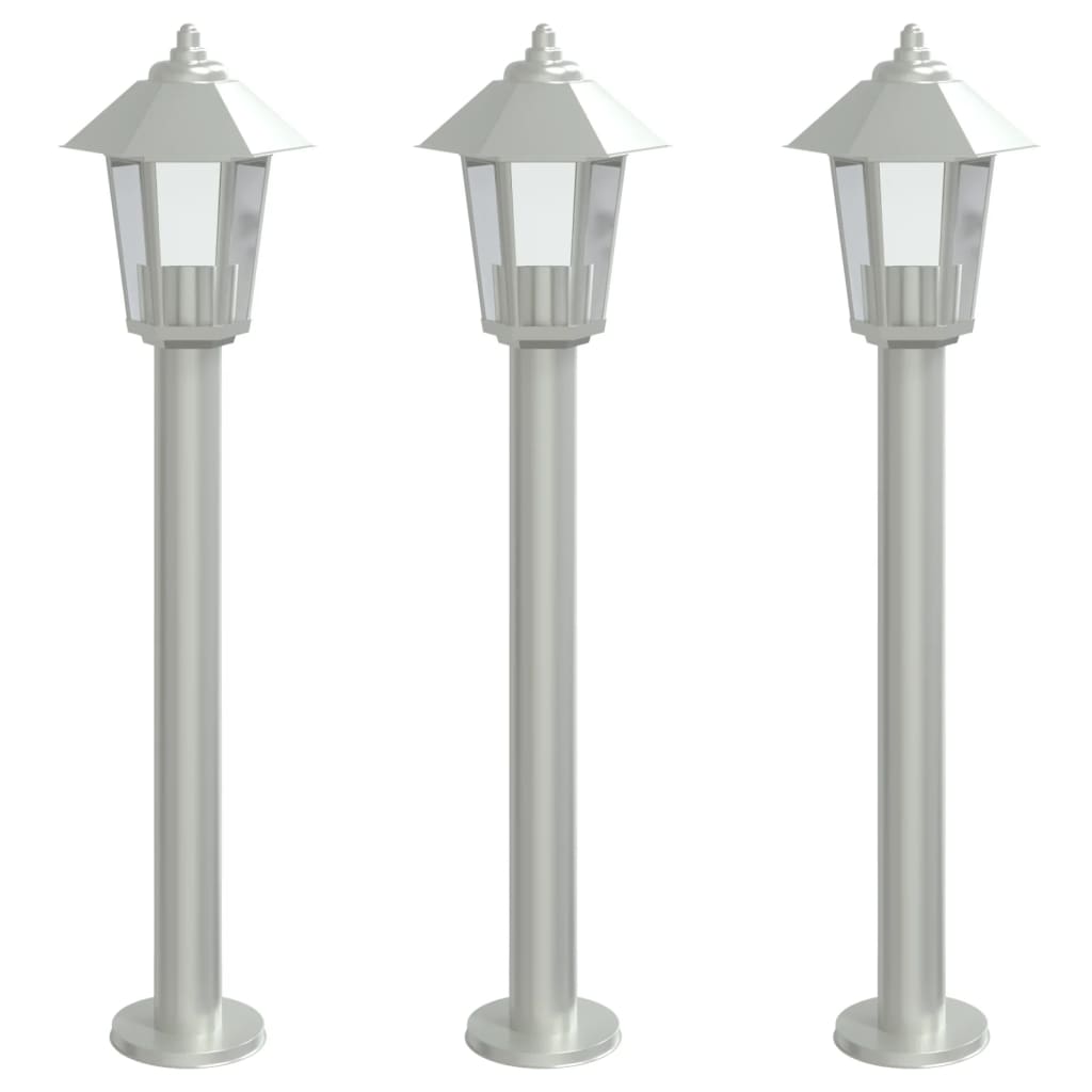 Lampade da Terra per Esterni 3 pz Argento 80 cm in Acciaio Inox - homemem39