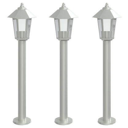 Lampade da Terra per Esterni 3 pz Argento 80 cm in Acciaio Inox - homemem39