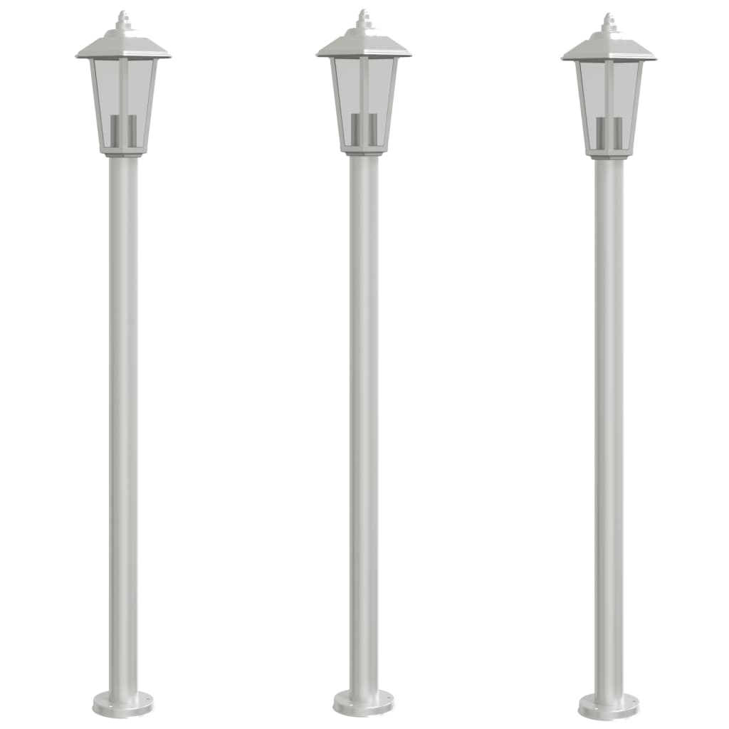 Lampade da Terra per Esterni 3 pz Argento 120cm in Acciaio Inox - homemem39