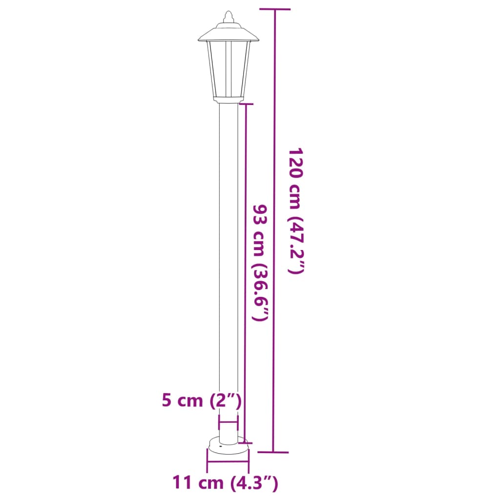 Lampade da Terra per Esterni 3 pz Argento 120cm in Acciaio Inox - homemem39