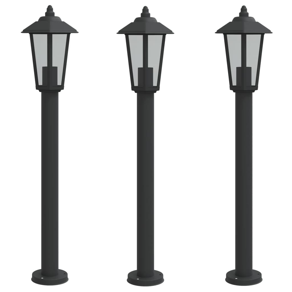 Lampade da Terra per Esterni 3 pz Nere 80 cm in Acciaio Inox - homemem39