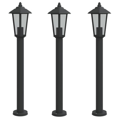 Lampade da Terra per Esterni 3 pz Nere 80 cm in Acciaio Inox - homemem39