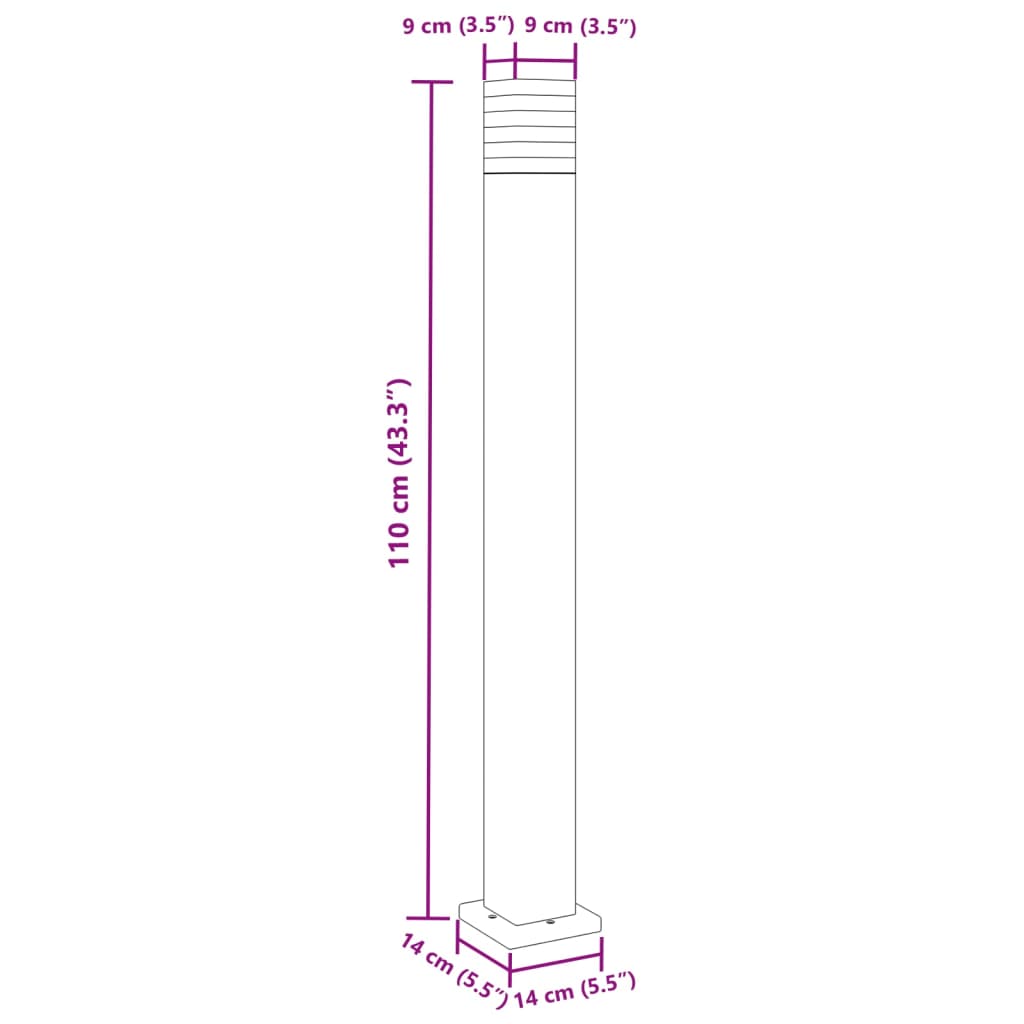 Lampada da Terra per Esterni Nera 110 cm in Alluminio - homemem39