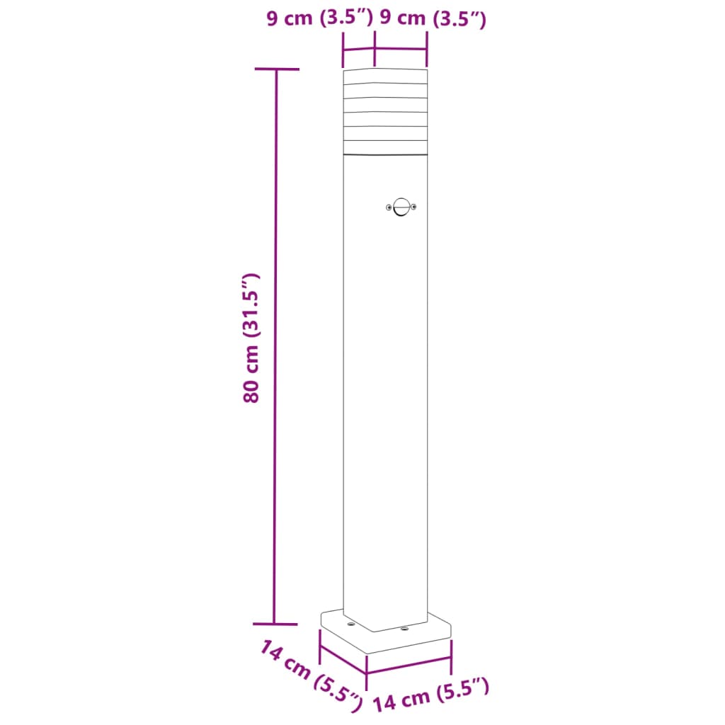 Lampada da Terra per Esterni con Sensore Nera 80cm in Alluminio - homemem39