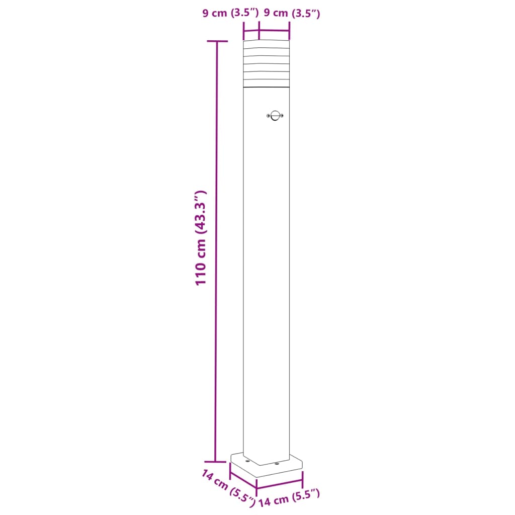 Lampada da Terra per Esterni con Sensore Nera 110cm Alluminio - homemem39