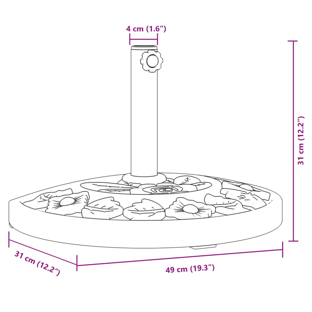 Base per Ombrellone per Pali Ø38/48 mm 9 kg Mezzo Tondo - homemem39