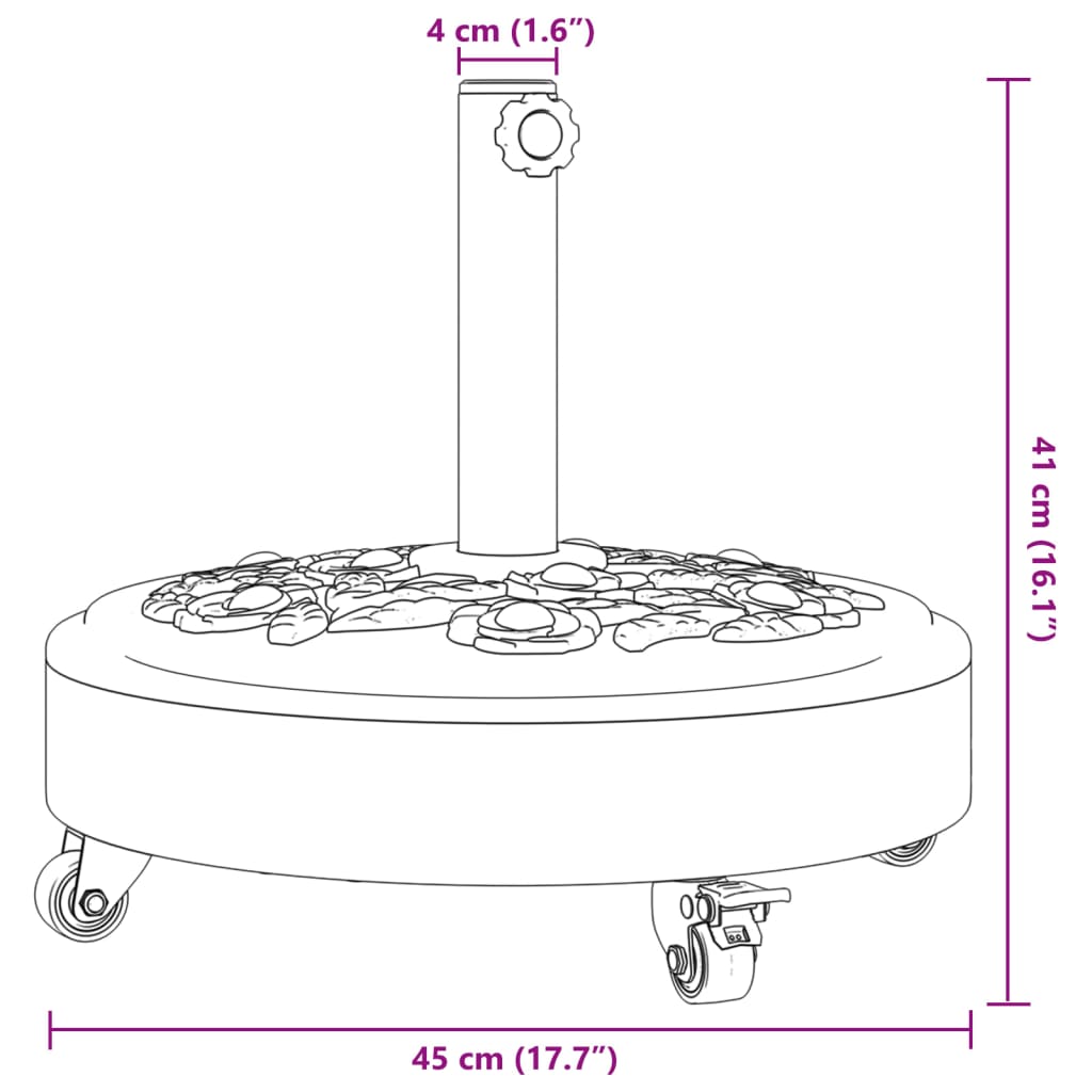 Base per Ombrellone con Ruote per Pali Ø38/48 mm 27 kg Rotonda