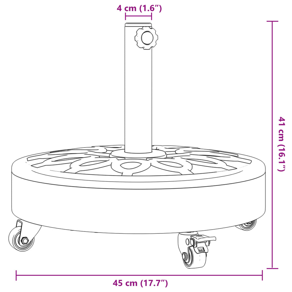 Base per Ombrellone con Ruote per Pali Ø38/48 mm 27 kg Rotonda - homemem39