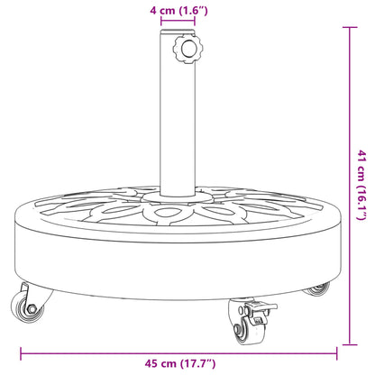 Base per Ombrellone con Ruote per Pali Ø38/48 mm 27 kg Rotonda