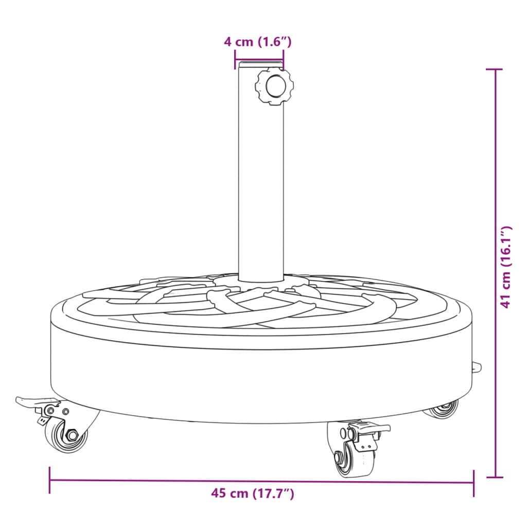 Base per Ombrellone con Ruote per Pali Ø38/48 mm 27 kg Rotonda