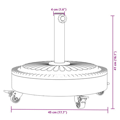 Base per Ombrellone con Ruote per Pali Ø38/48 mm 27 kg Rotonda