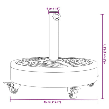 Base per Ombrellone con Ruote per Pali Ø38/48 mm 27 kg Rotonda