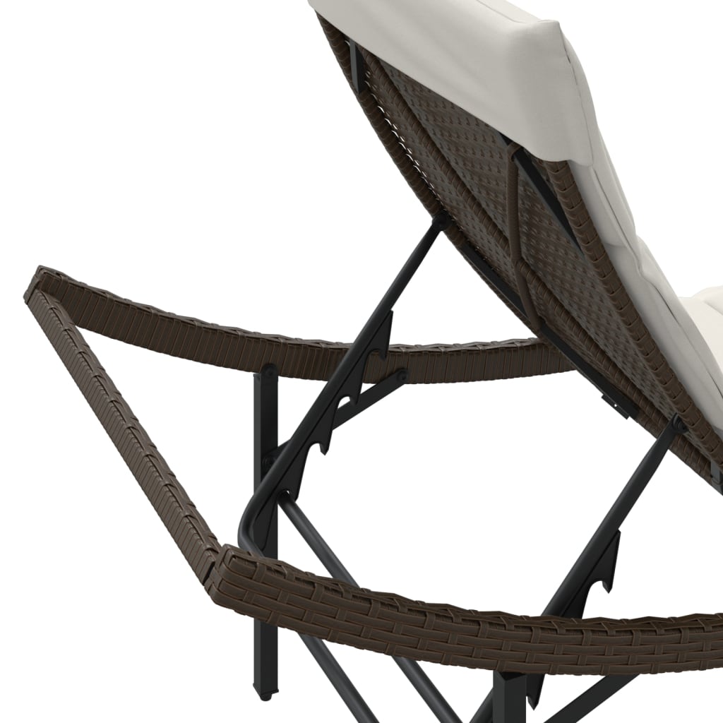 Lettini Prendisole 2 pz con Cuscini Marrone in Polyrattan - homemem39