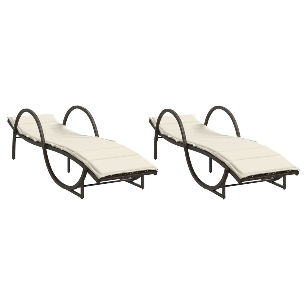 Lettini Prendisole 2 pz con Cuscini Marrone in Polyrattan - homemem39