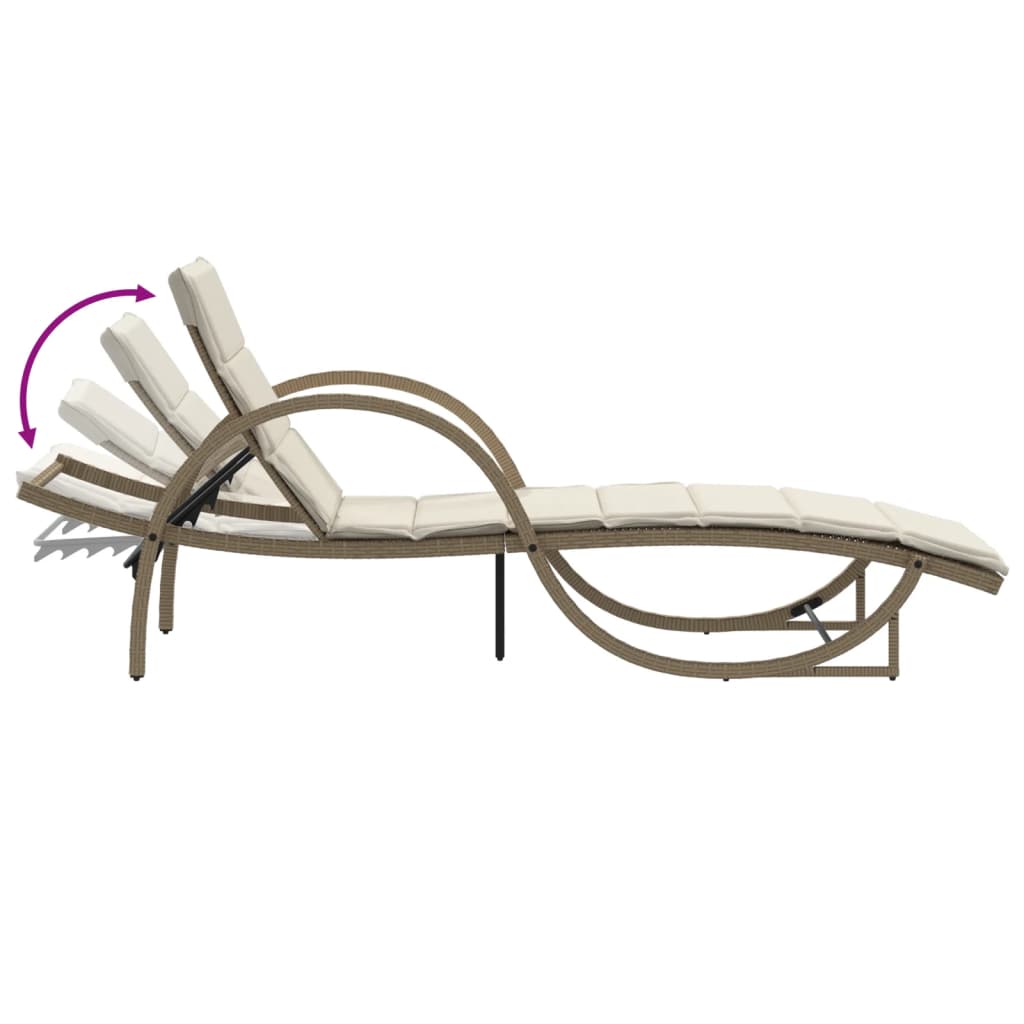 Lettini Prendisole 2 pz con Cuscini Beige in Polyrattan - homemem39