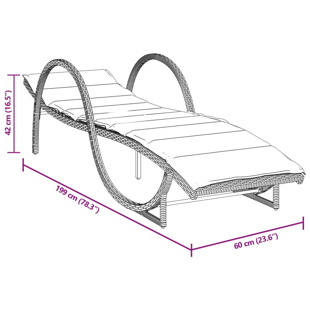 2 Stück Sonnenliegen mit beigen Polyrattan-Kissen