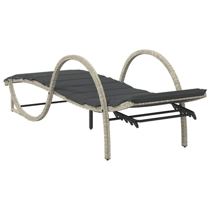 Lettini Prendisole 2 pz con Cuscini Grigio Chiaro in Polyrattan - homemem39