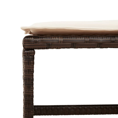 Sgabelli Giardino con Cuscini 4pz Marroni 40x40x35cm Polyrattan - homemem39