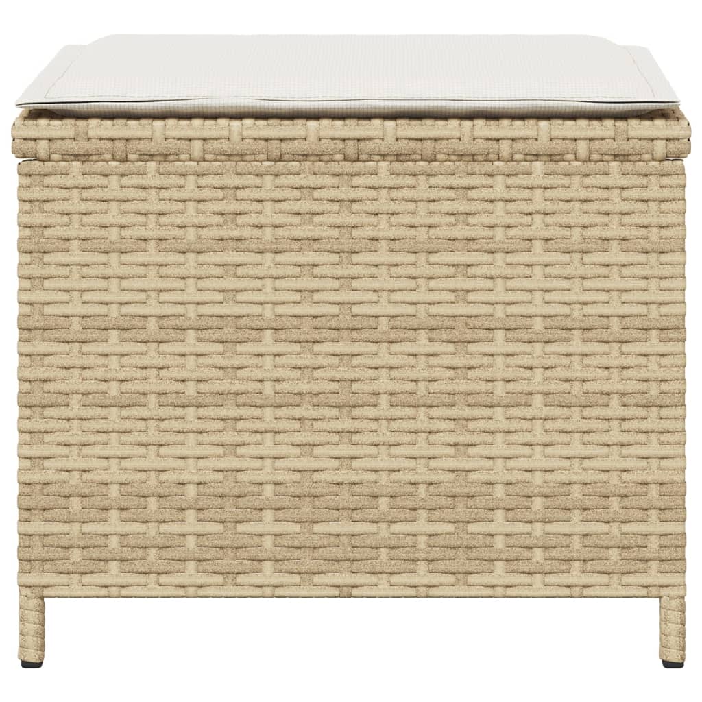 Sgabelli Giardino con Cuscini 4pz Beige 40x40x35 cm Polyrattan - homemem39