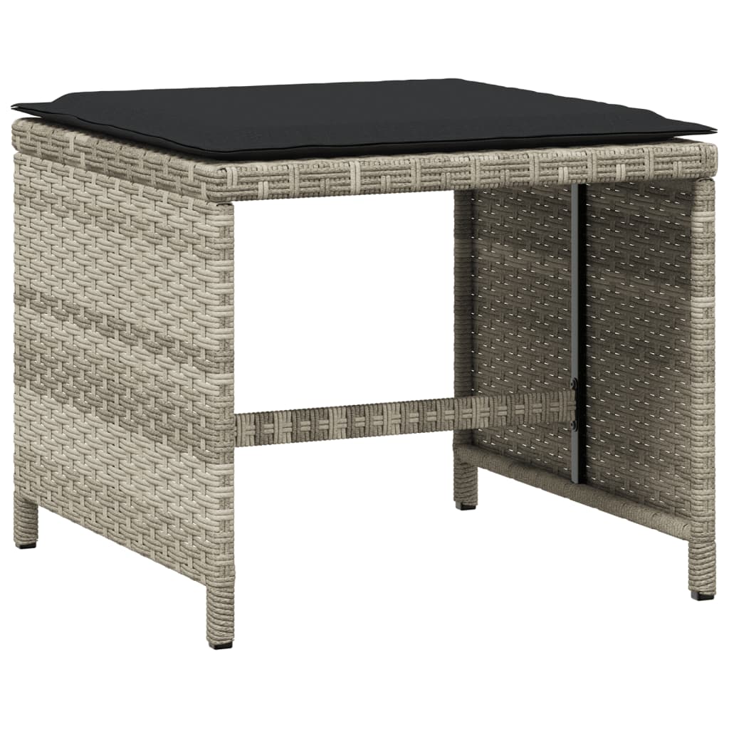 Sgabelli Giardino Cuscini 4pz Grigio Chiaro 40x40x35 Polyrattan - homemem39