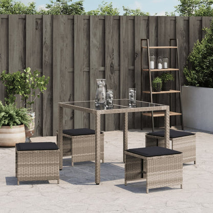 Sgabelli Giardino Cuscini 4pz Grigio Chiaro 40x40x35 Polyrattan - homemem39