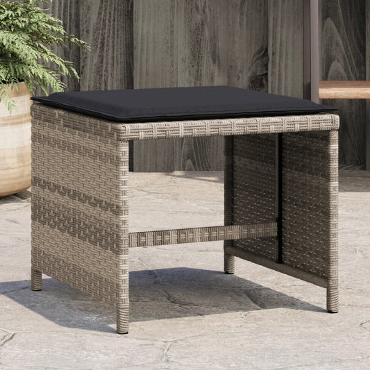 Sgabelli Giardino Cuscini 4pz Grigio Chiaro 40x40x35 Polyrattan - homemem39