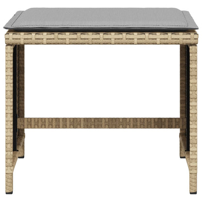 Sgabelli Giardino Cuscini 4pz Beige Misto 40x40x35cm Polyrattan - homemem39