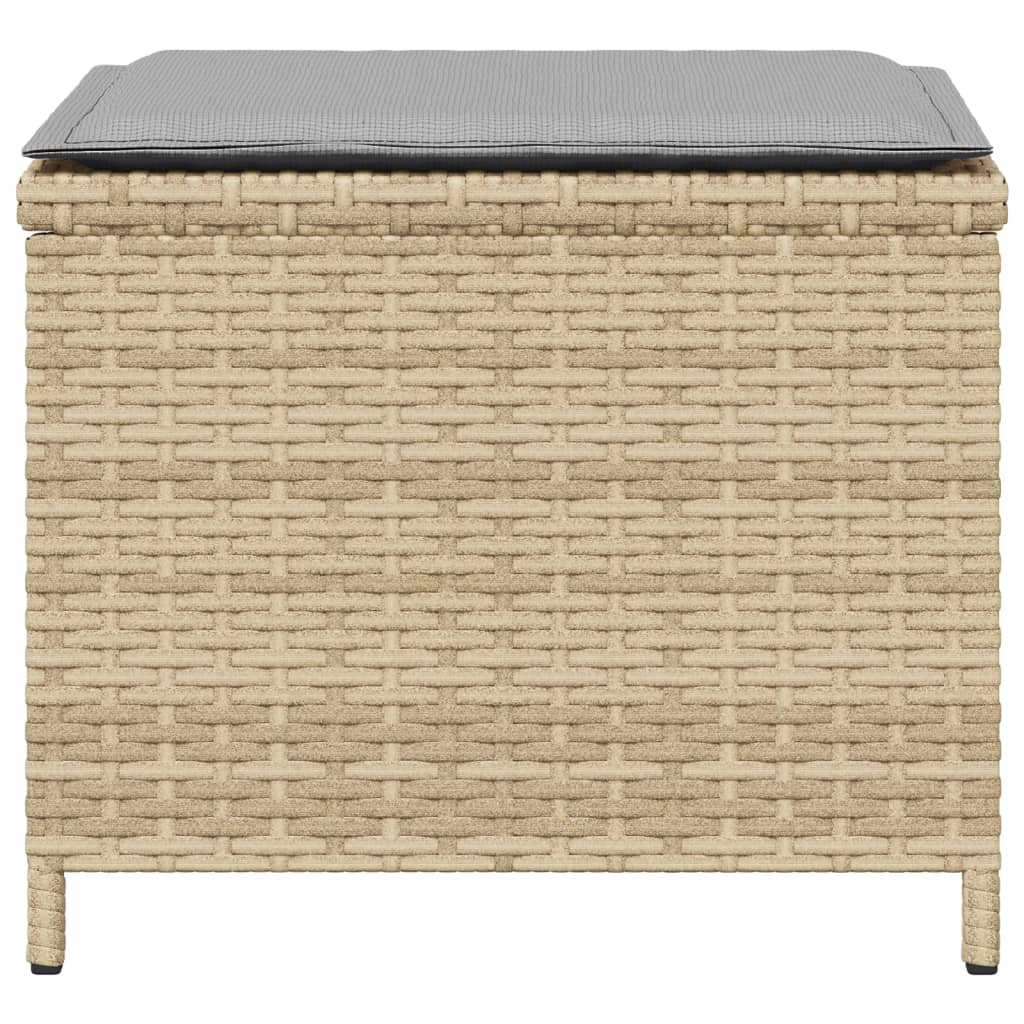 Sgabelli Giardino Cuscini 4pz Beige Misto 40x40x35cm Polyrattan - homemem39