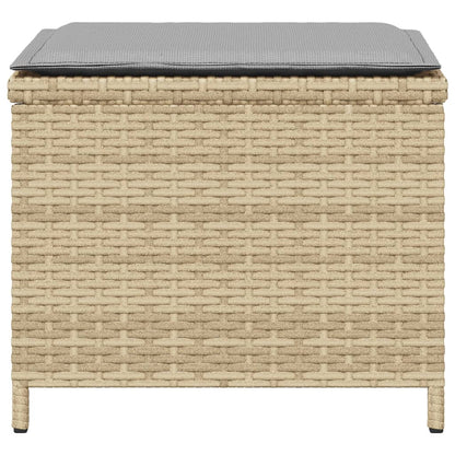 Sgabelli Giardino Cuscini 4pz Beige Misto 40x40x35cm Polyrattan - homemem39