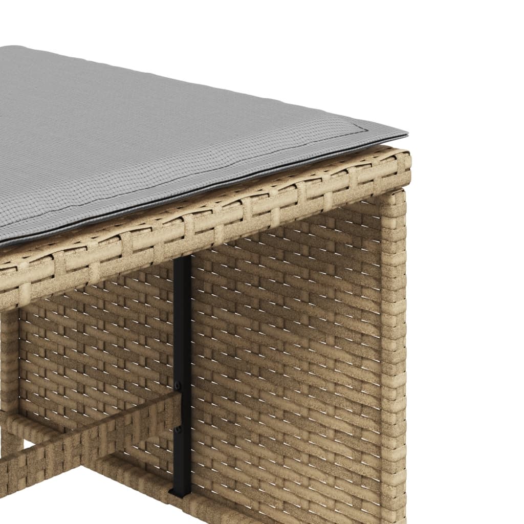 Sgabelli Giardino Cuscini 4pz Beige Misto 40x40x35cm Polyrattan - homemem39