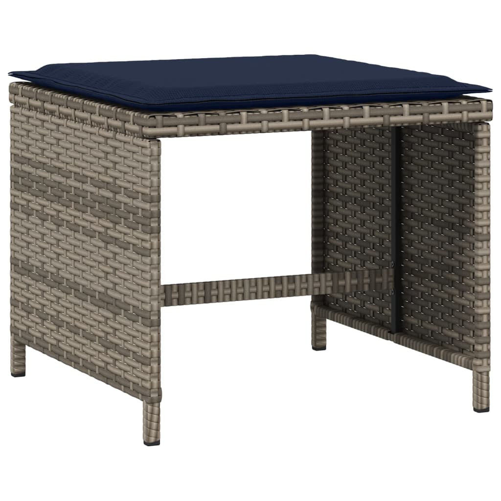 Sgabelli Giardino con Cuscini 4 pz Grigi 40x40x35 cm Polyrattan - homemem39