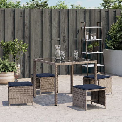 Sgabelli Giardino con Cuscini 4 pz Grigi 40x40x35 cm Polyrattan - homemem39