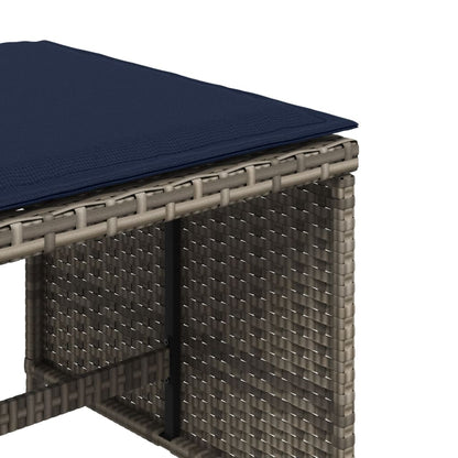 Sgabelli Giardino con Cuscini 4 pz Grigi 40x40x35 cm Polyrattan