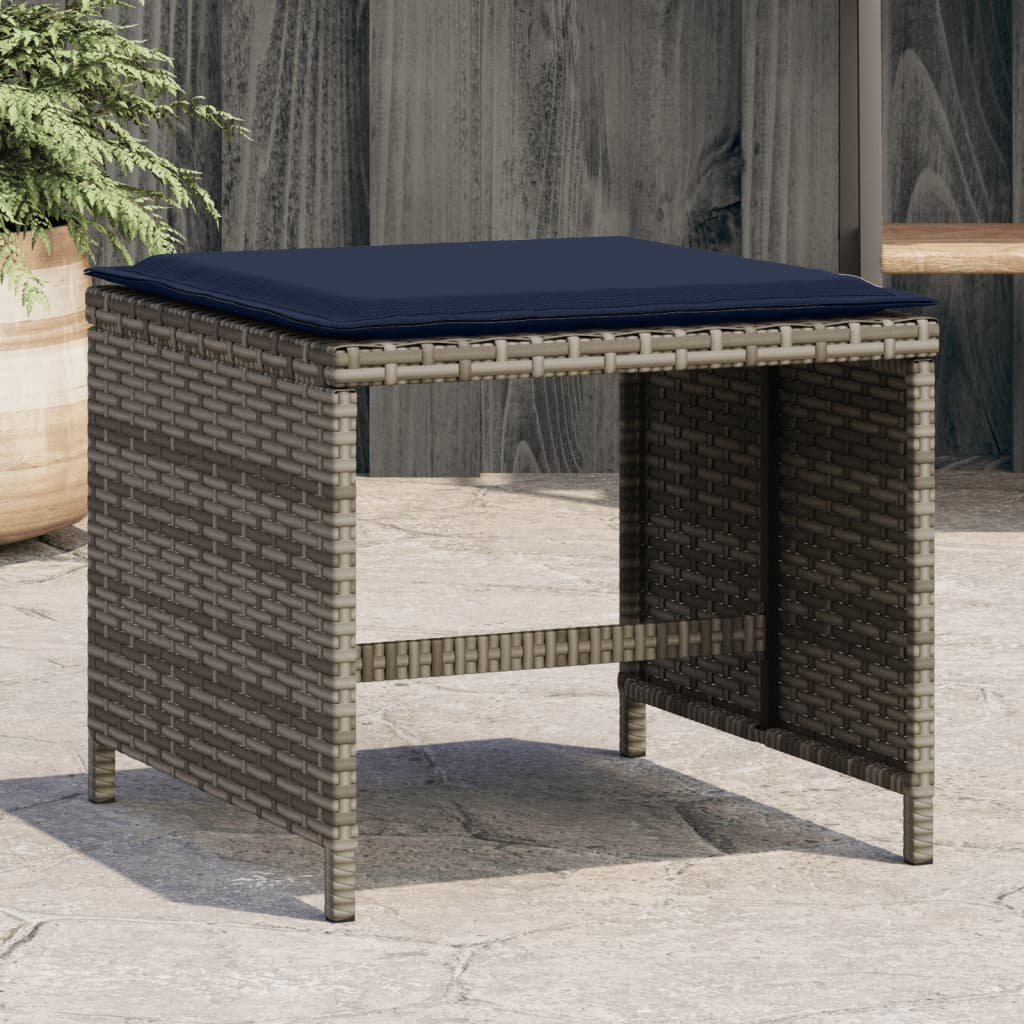 Sgabelli Giardino con Cuscini 4 pz Grigi 40x40x35 cm Polyrattan - homemem39