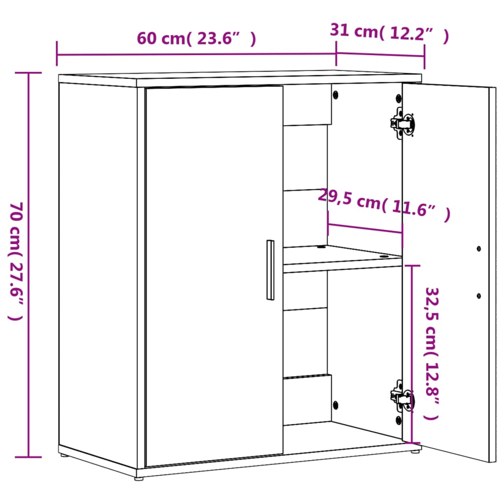 Credenze 2 pz Rovere Sonoma 60x31x70 cm in Legno Multistrato