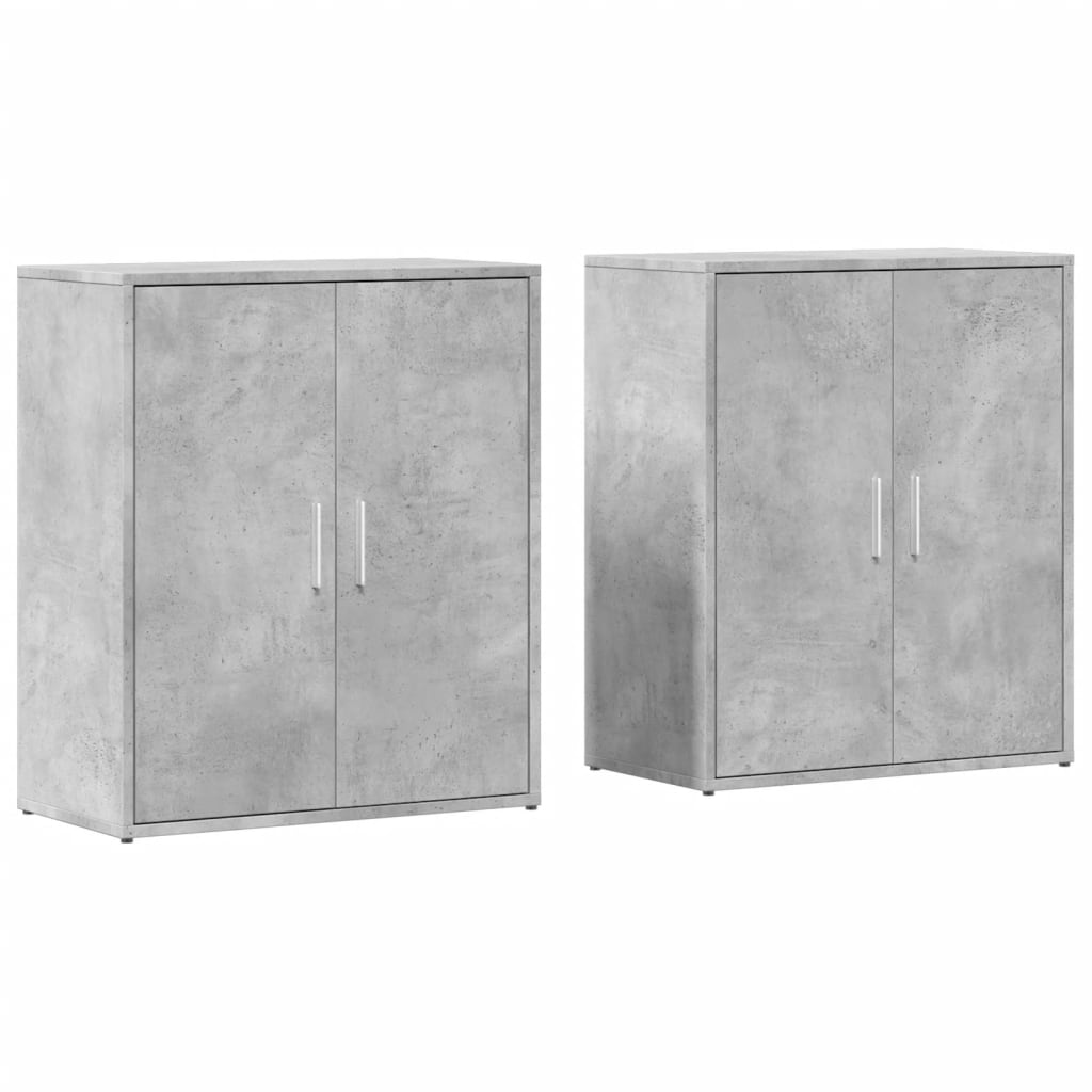 Credenze 2 pz Grigio Cemento 60x31x70 cm in Legno Multistrato - homemem39