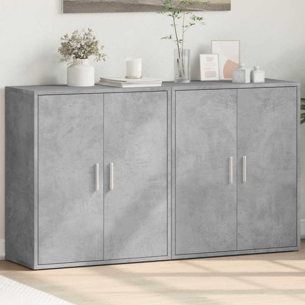 Credenze 2 pz Grigio Cemento 60x31x70 cm in Legno Multistrato - homemem39