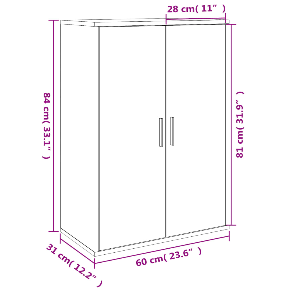 Credenze 2 pz Nere 60x31x84 cm in Legno Multistrato - homemem39