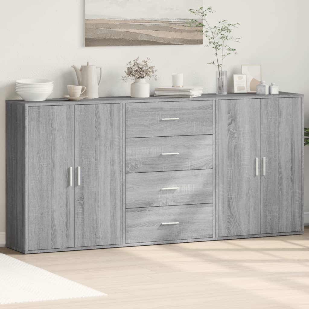 Credenze 3 pz Grigio Sonoma 60x31x84 cm in Legno Multistrato - homemem39