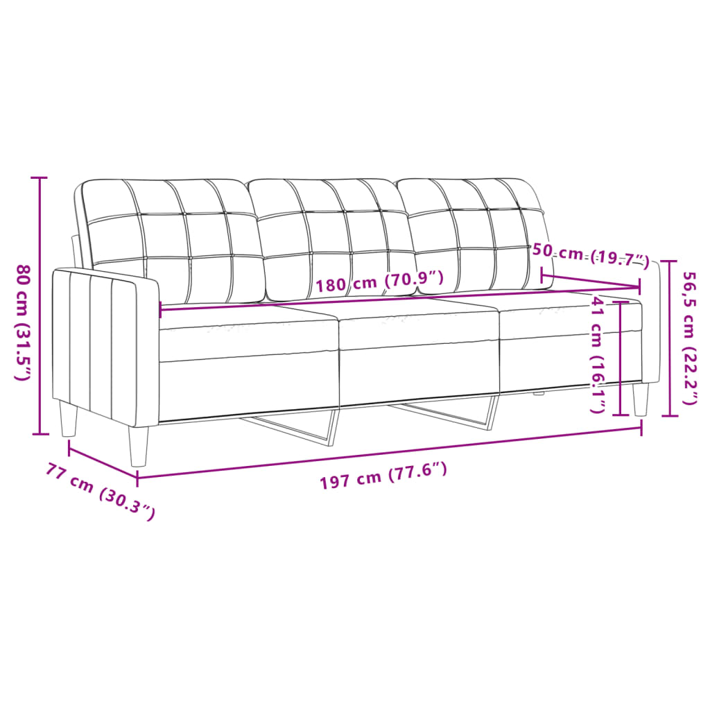 Divano a 3 Posti rosa 180 cm in Velluto - homemem39