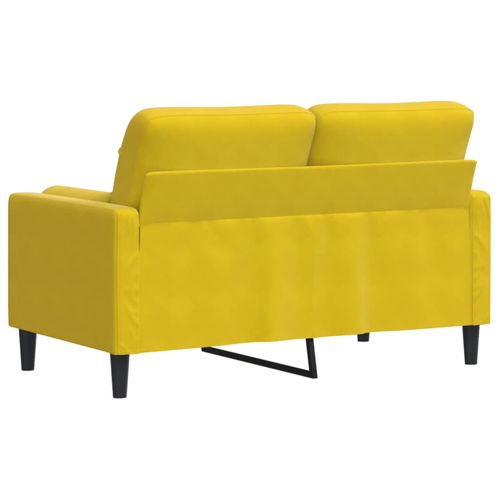 Divano a 2 Posti con Cuscini Giallo 120 cm in Velluto - homemem39