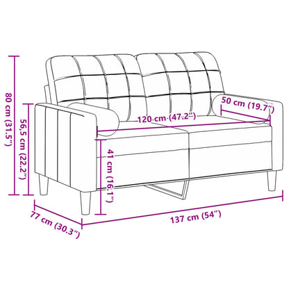 Divano a 2 Posti con Cuscini Marrone 120 cm in Velluto - homemem39