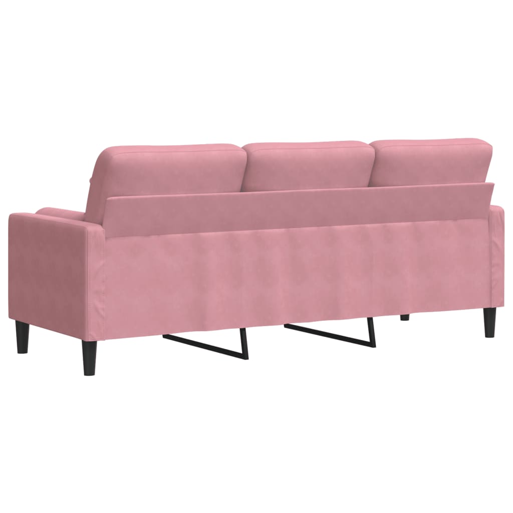 Divano a 3 Posti con Cuscini Rosa 180 cm in Velluto - homemem39