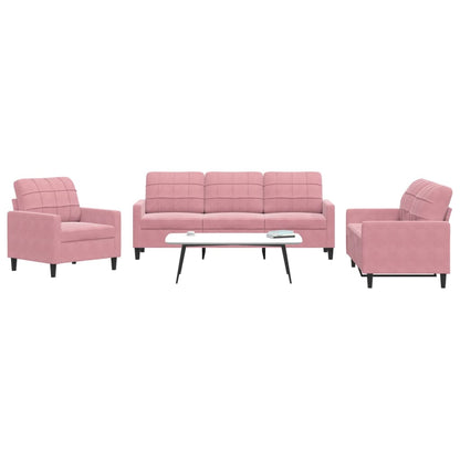 Set di Divani 3 pz con Cuscini rosa in Velluto - homemem39