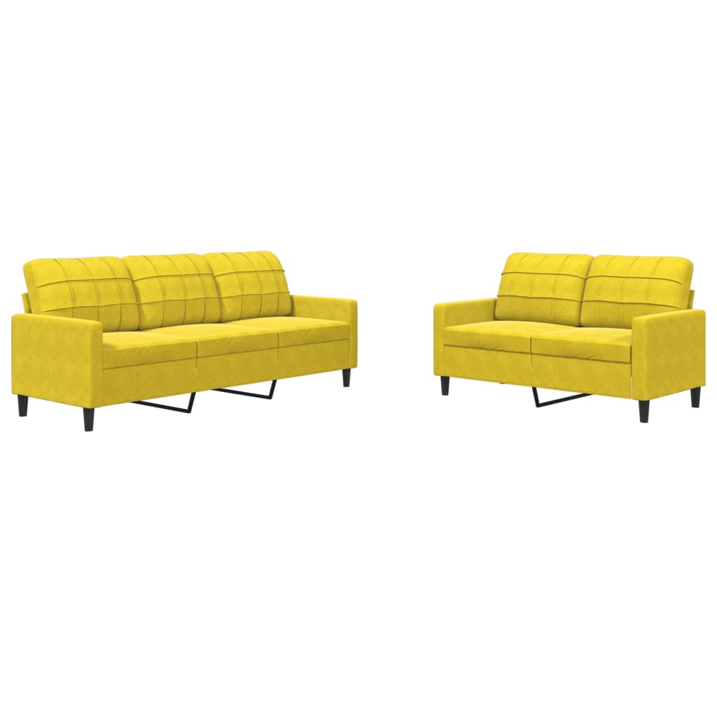 Set di Divani 2 pz con Cuscini giallo in Velluto - homemem39