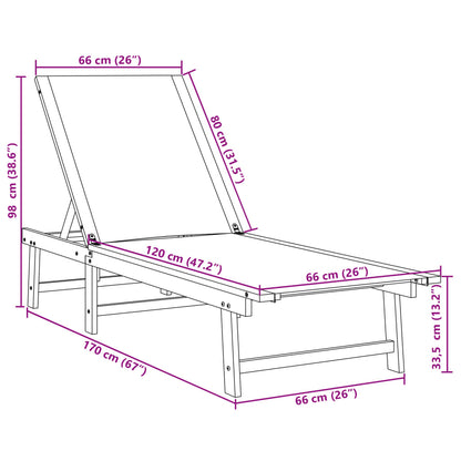 Lettini Prendisole 2 pz Crema Legno Massello Acacia e Textilene